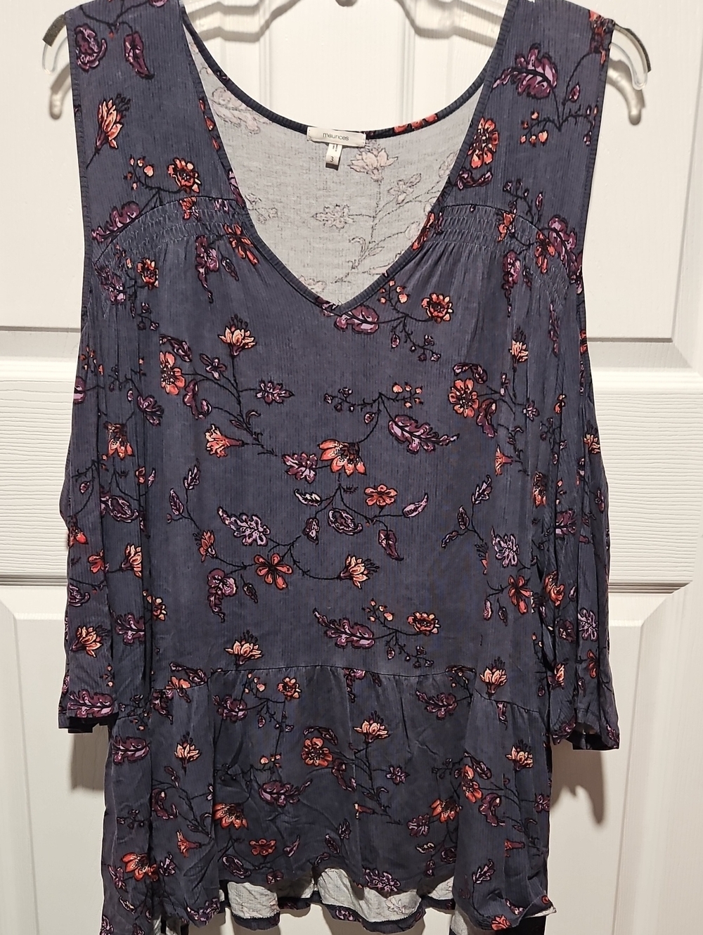 Maurices Slate Purple Floral Sleeveless Peplum Tunic